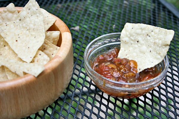 Peach Salsa - Enjoy the play of spicy and sweet in this roasted hatch peach salsa.