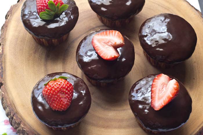 Strawberry Cupcakes - Chocolate Covered Strawberry Cupcakes are inspired by the classic dessert.