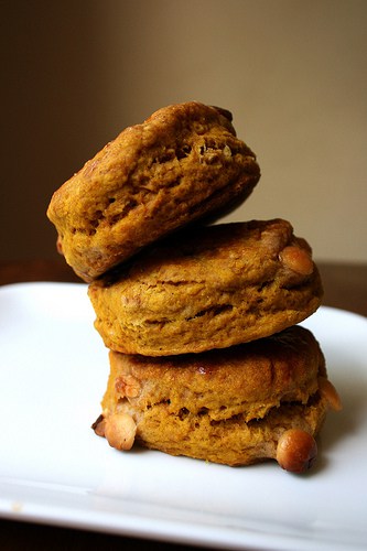 Pumpkin White Chocolate Chip Scones on Stetted