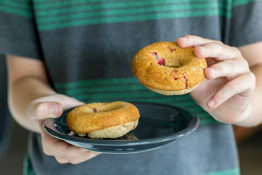 Baked strawberry doughnuts are one of the easiest homemade breakfasts. Make some today!