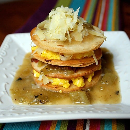 Breakfast Enchilada - Tex-Mex is perfect for any time of day. Make your own enchilada sauce so you can start this day off with these breakfast enchilada stackers!