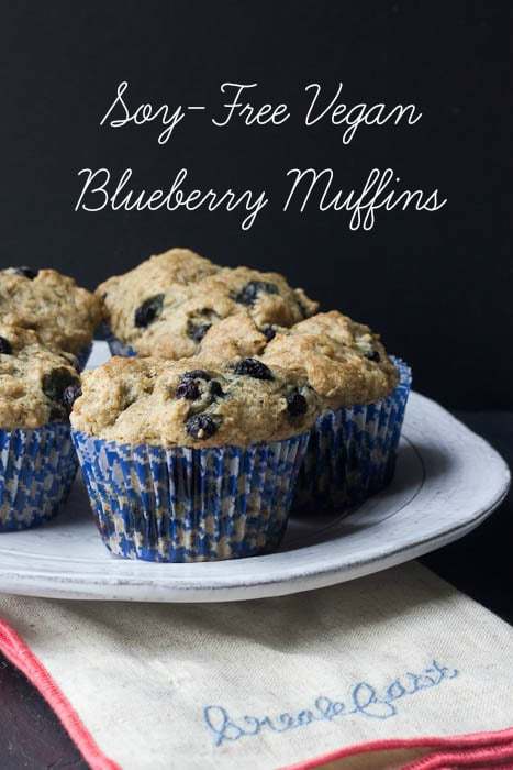 Vegan Blueberry Muffins - These tender vegan blueberry muffins are also soy-free!