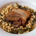 Pork belly and summer peas