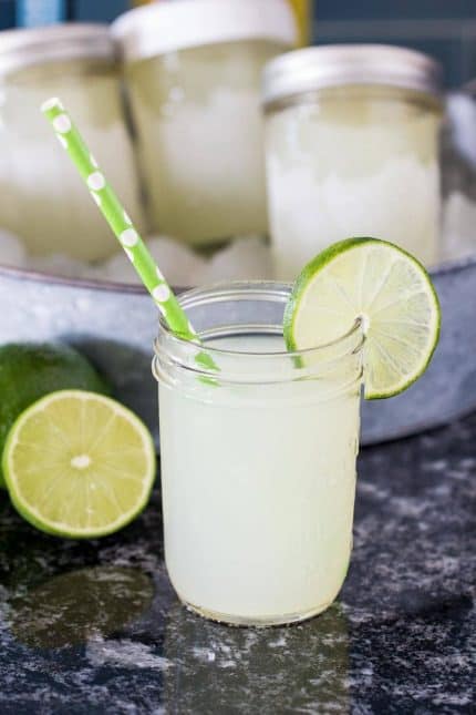 Mason jar margaritas make it easy to have margaritas any time! They're perfect to prep ahead for parties, too.