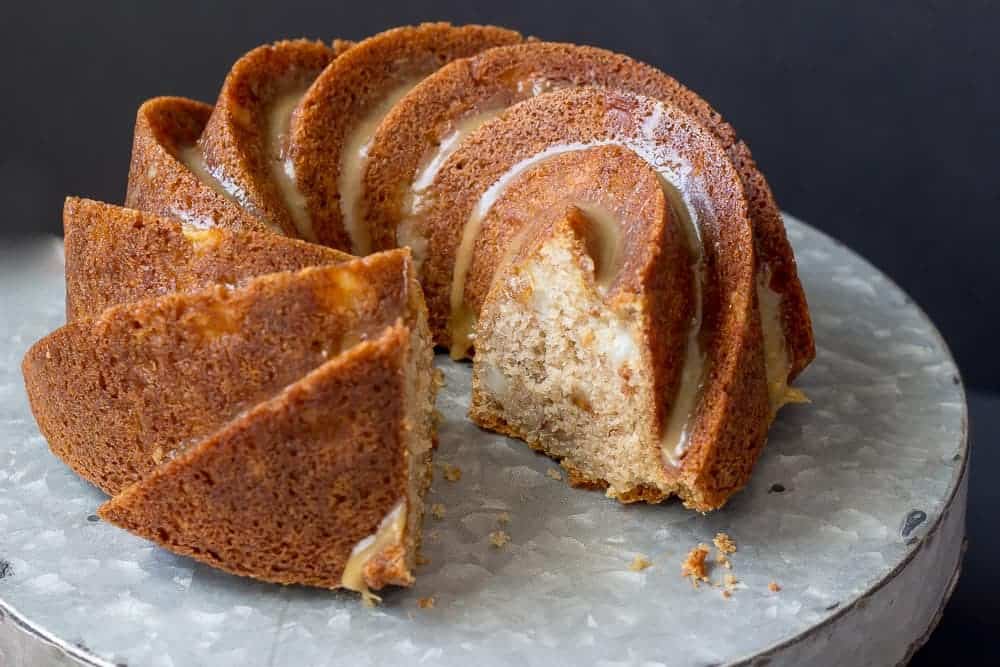 Spiced pear cake with salted caramel glaze is a crave-worthy dessert.