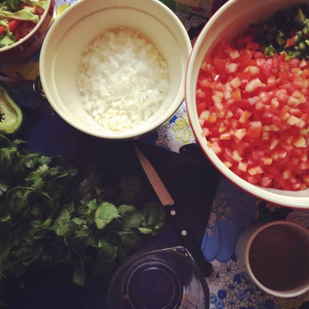 chopped ingredients for salsa
