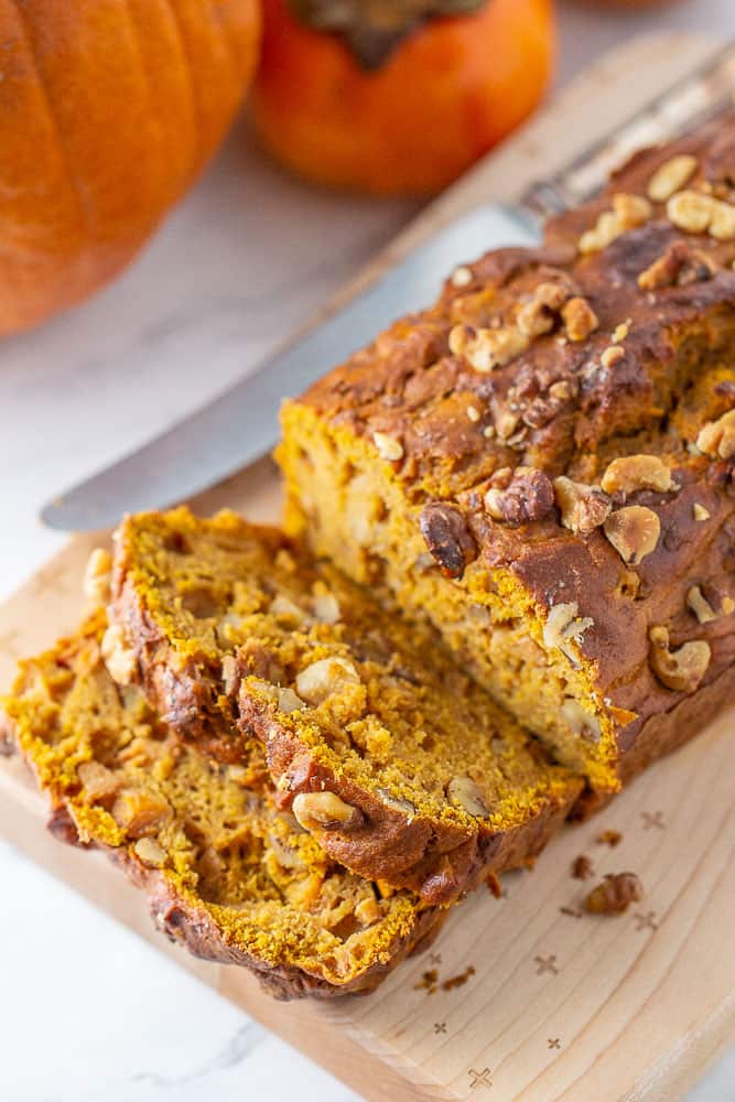 Pumpkin persimmon bread sliced