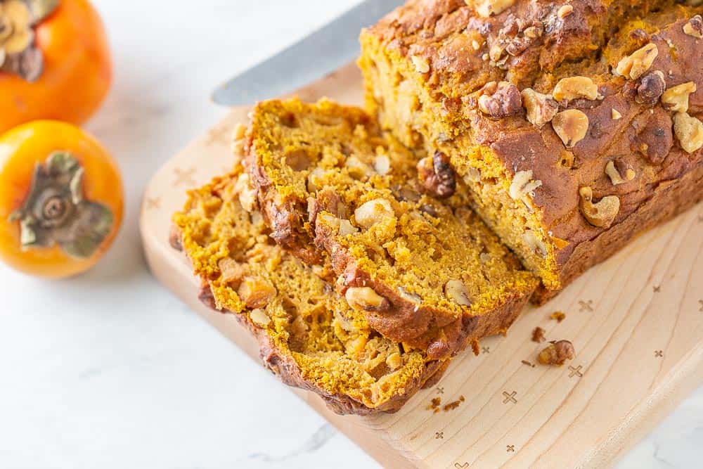 Pumpkin persimmon bread sliced