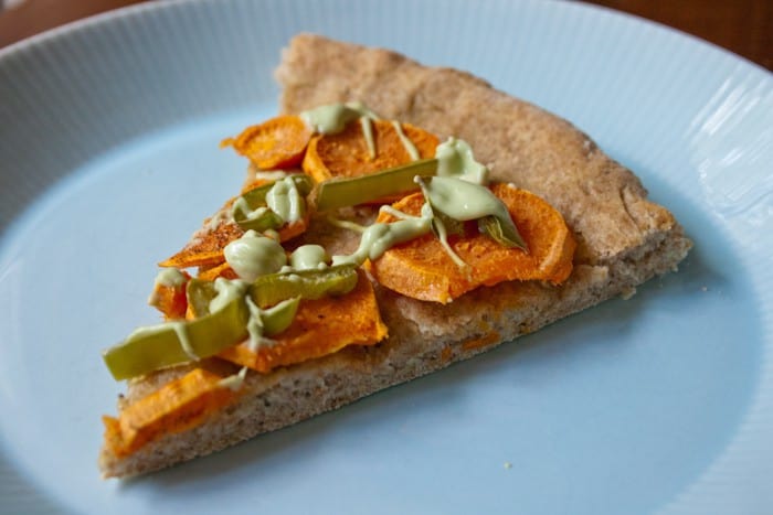 Sweet Potato Pizza with Avocado Crema