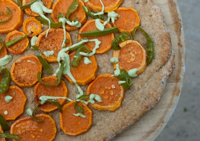 Sweet Potato Pizza - A healthier spin on pizza, with a whole wheat crust.