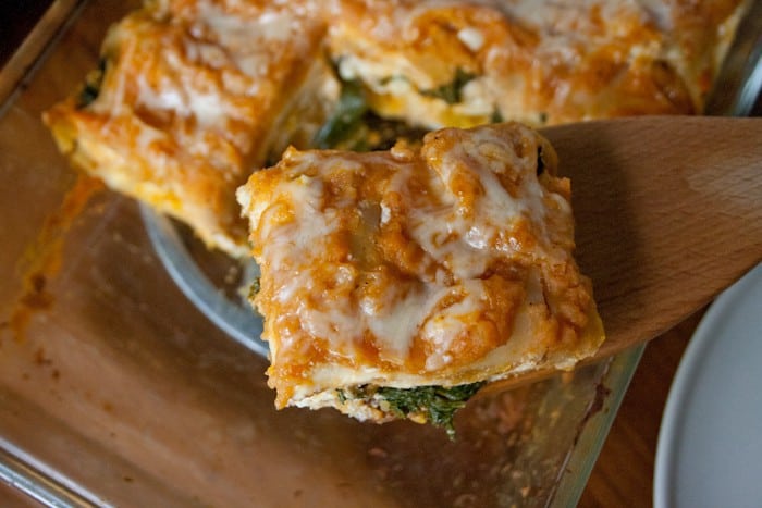 Squash Lasagna - Warm up with a hearty, yet veggie-ful wintery squash lasagna.