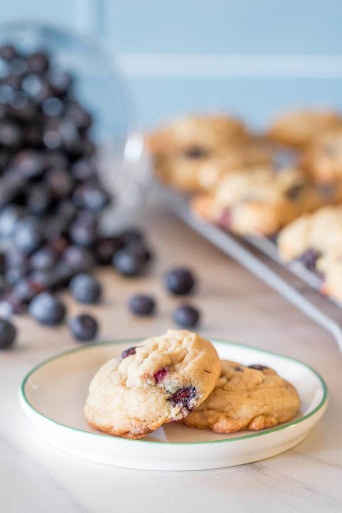 Blueberry white chocolate cookies are so unexpected, yet totally delicious! You'll love this summery cookie.