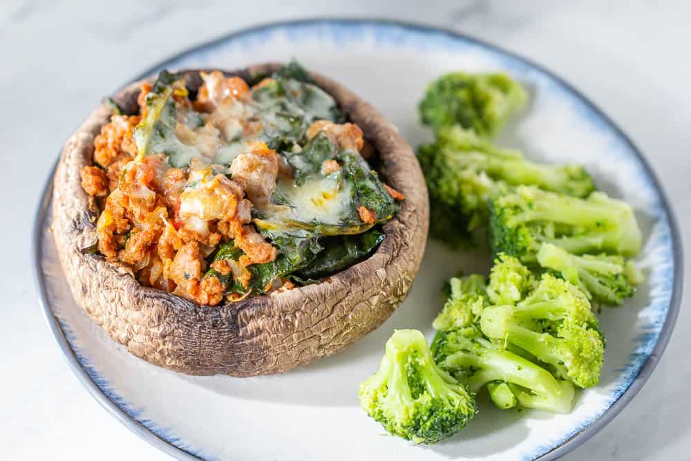 Stuffed portobello mushrooms with broccoli