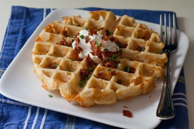 Beer Cheddar Waffles - These Beer Cheddar Waffles are great for breakfast, brunch, or halftime.