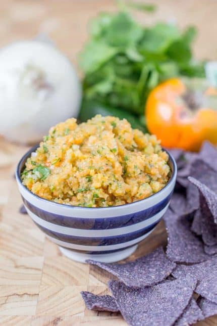 Persimmon salsa is a simple autumn salsa for all your snacking needs. If you like fruit salsa, you definitely need to try it!