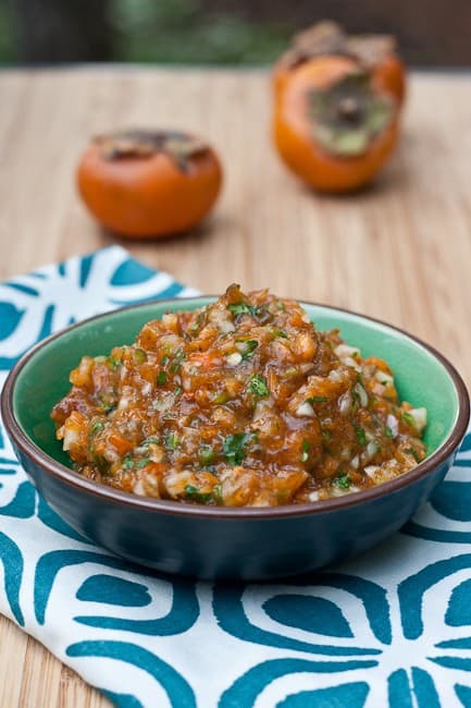 Persimmon Salsa - Summer might over, but salsa season never is! This persimmon salsa is a delicious seasonal replacement for traditional salsa.