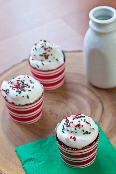 Peppermint Mocha Cupcakes - A quick and easy recipe for seasonally-inspired peppermint mocha cupcakes using homemade cake mix.
