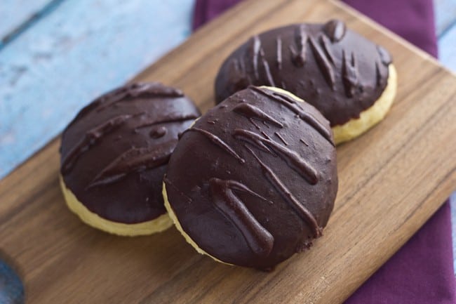 Yeast Doughnuts - I glazed these with semi-sweet chocolate melted with a bit of cream, but you can use any topping you like.