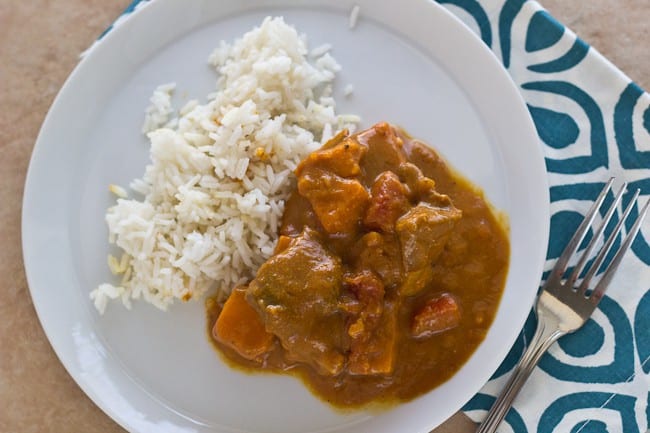 Goat Curry with Sweet Potatoes to warm up your winter.