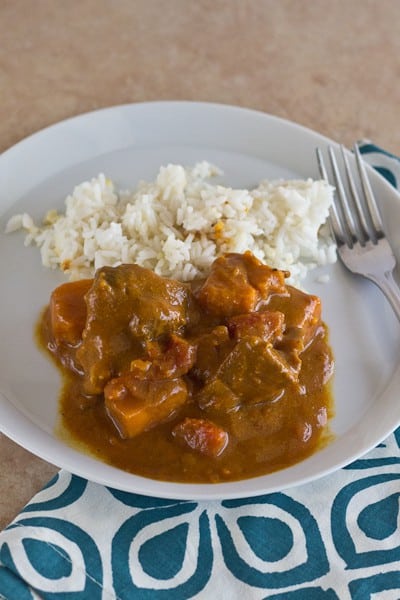 Goat Curry with Sweet Potatoes - A recipe for spiced goat curry stew to warm up your cold nights.