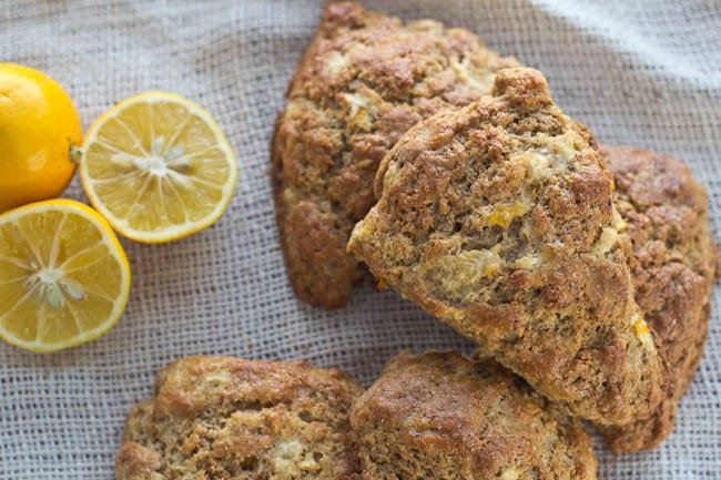 Whole Grain Scones - Hearty whole-grain scones made with a whole Meyer lemon. Whole Grain Scones - Hearty whole-grain scones made with a whole Meyer lemon.
