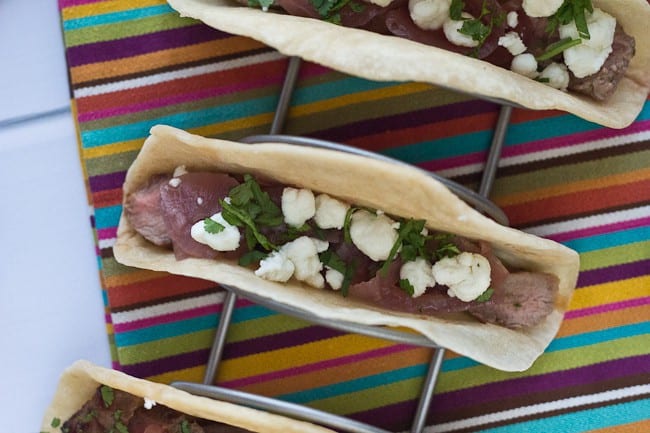 Goat Tacos -A simple marinade tenderizes the meat without overpowering its flavor.