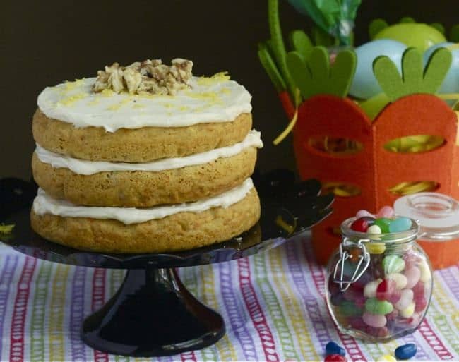 Carrot Cake with Lemon Frosting - Celebrate spring with a not-too-sweet Carrot Cake with Lemon Frosting.