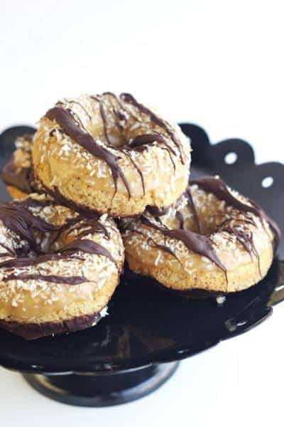 Baked Samoa Donuts - It's Girl Scout cookie season any time with these Baked Samoa Donuts.