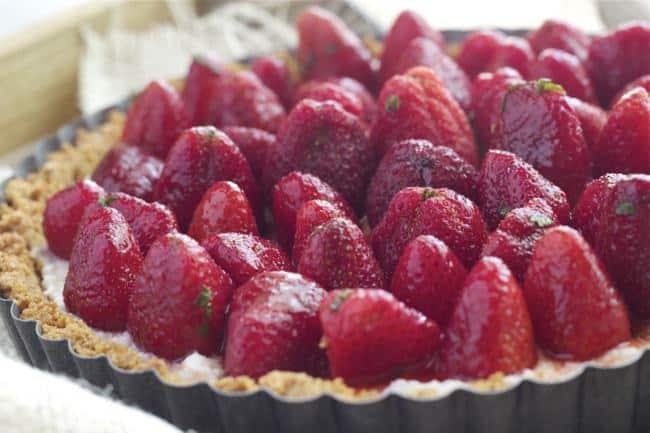 Strawberry Mint Ricotta Tart