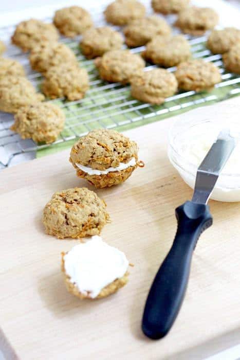 Oatmeal cookies filled with carrots and sandwiched with a simple cream cheese frosting.