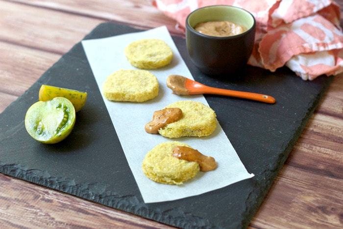 Fried Green Tomatoes with Smoked Tomato Basil Aioli are a homey take on the Southern classic.