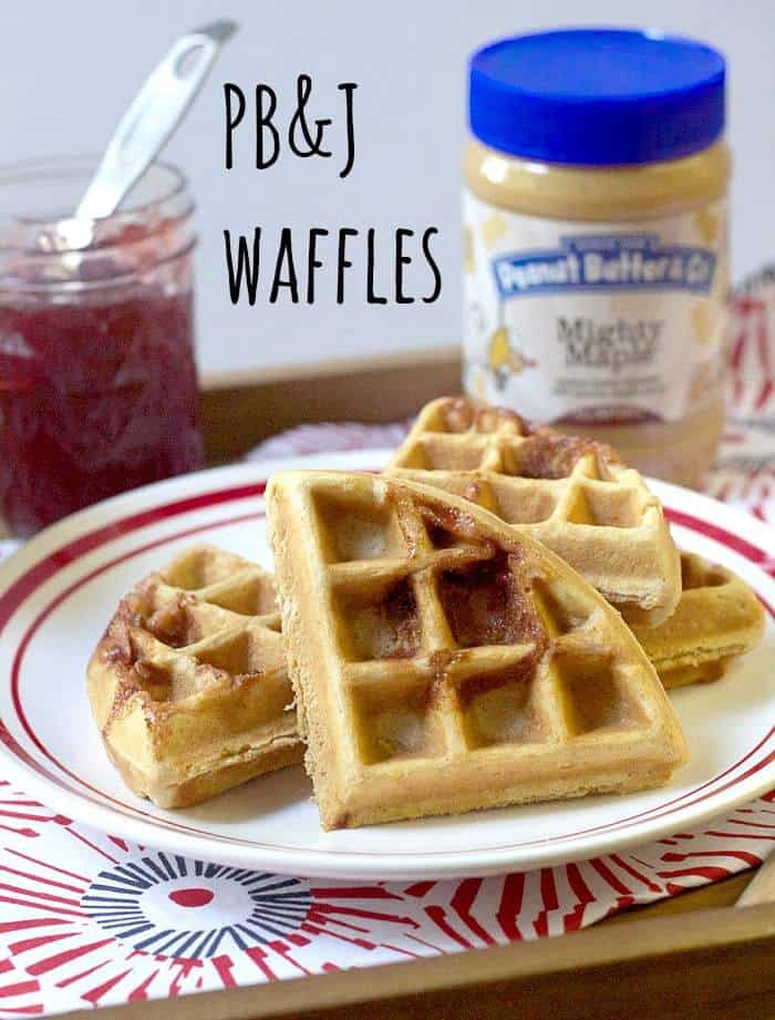 Peanut Butter and Jelly Waffles - Start your day with a smile with these Peanut Butter and Jelly Waffles that harken back to childhood.