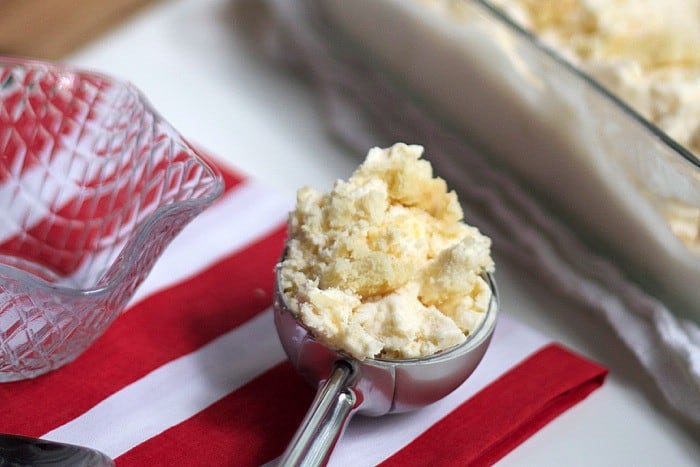 Peach Cobbler Ice Cream is extra creamy, with a bit of a tangy flavor.