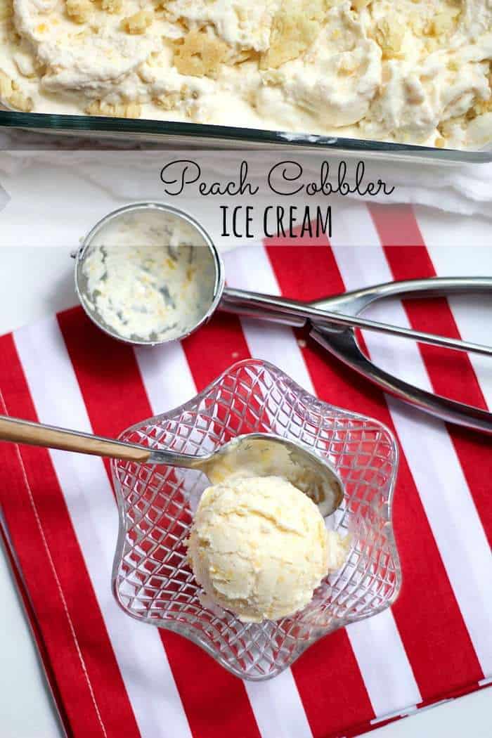Peach Cobbler Ice Cream - Peach ice cream is made even better with the addition of pie crust pieces.