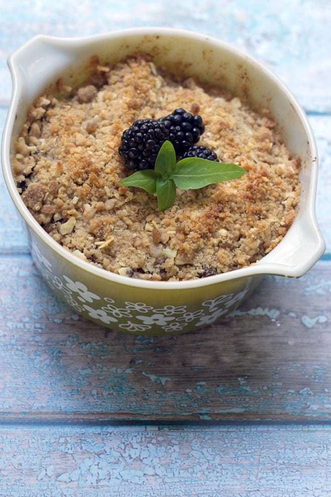 Blackberry Basil Crumble - A fruity crumble is brightened up by the addition of basil.