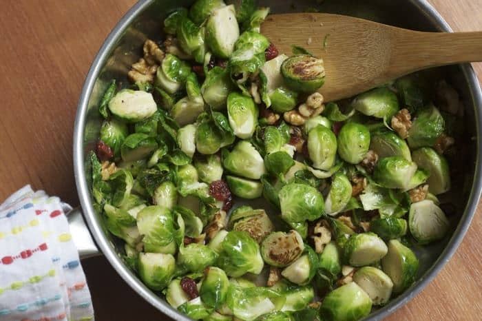 brussels sprouts in pan