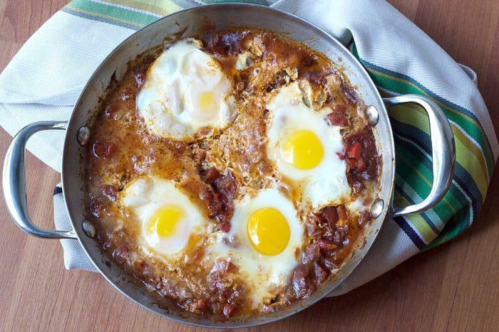 Shakshuka makes for an easy, Mediterranean-inspired breakfast.