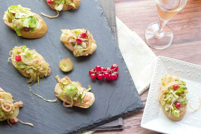 Brussels Sprouts Crostini is a great appetizer for Christmas or New Year's Eve.