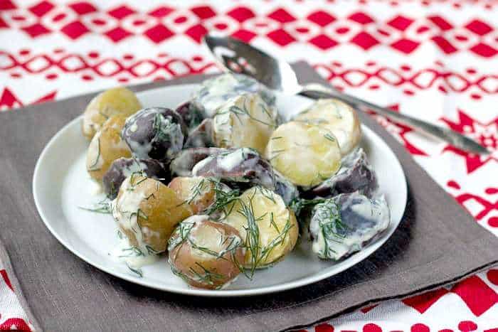Creamy dill potatoes are a simple side dish for your holiday buffet table.