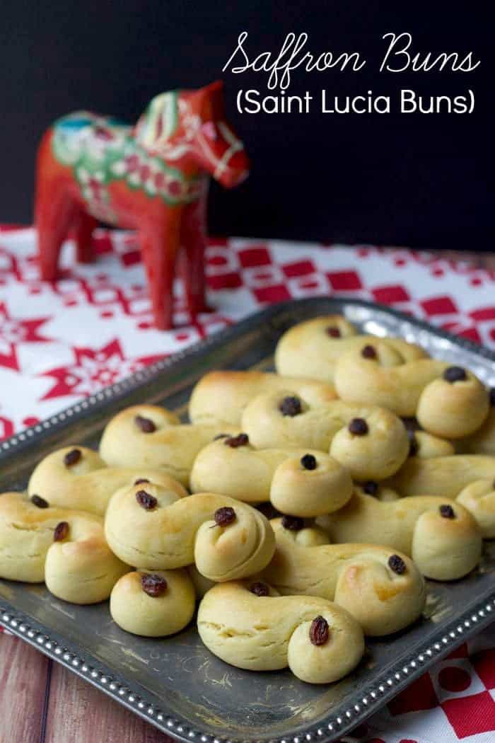 Saffron Buns are the traditional food for St. Lucia Day, and are a lightly sweet snack to pair with coffee.