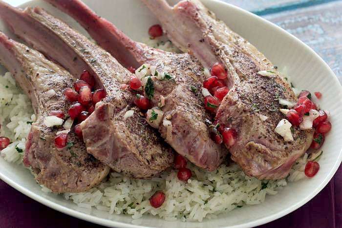 Lamb Chops - Sumac Lamb Chops with Pomegranate Relish bring Mediterranean flair to the dinner table.