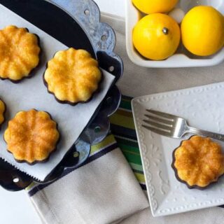 Mini Lemon Cakes with Chocolate Boots