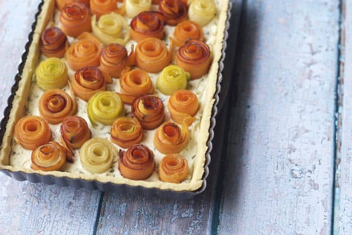 Carrot Rose Tart - This beautiful carrot rose tart is an elegant way to present vegetables at brunch or dinner.