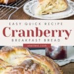 Easy quick recipe for cranberry breakfast casserole bread.