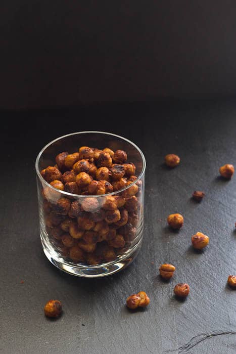 Roasted Chickpeas - BBQ roasted chickpeas are crunchy, spicy, and totally addictive!