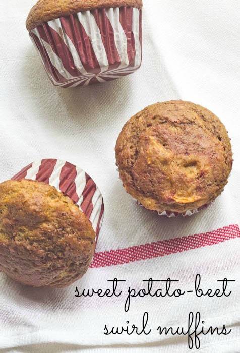 Sweet Potato-Beet Swirl Muffins are a sneaky way to get your vitamins.