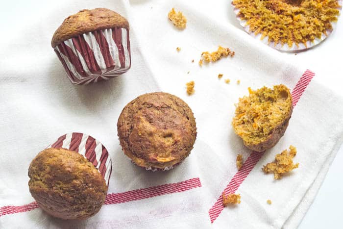 Sweet Potato-Beet Swirl Muffins are a sneaky breakfast treat or afternoon snack.