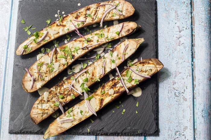 Grilled Eggplant with Tahini Sauce