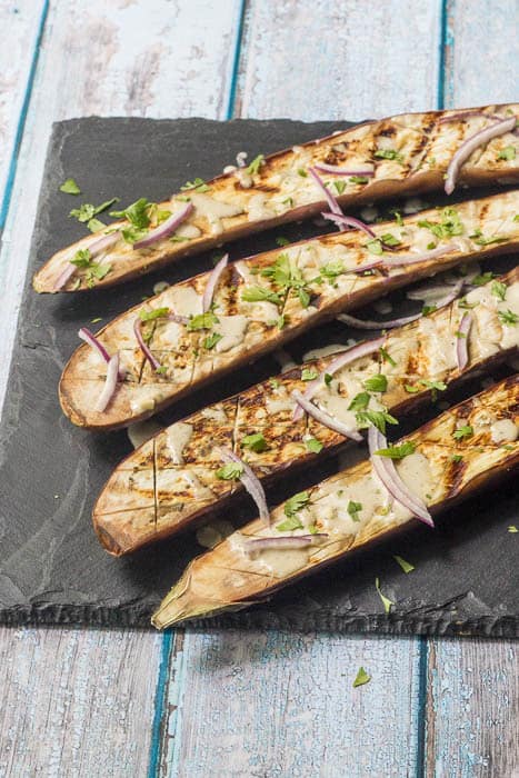 Grilled Eggplant with Tahini Sauce is a meatless option that brings Mediterranean flavors to the table without fuss.