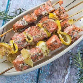 Salmon kebabs